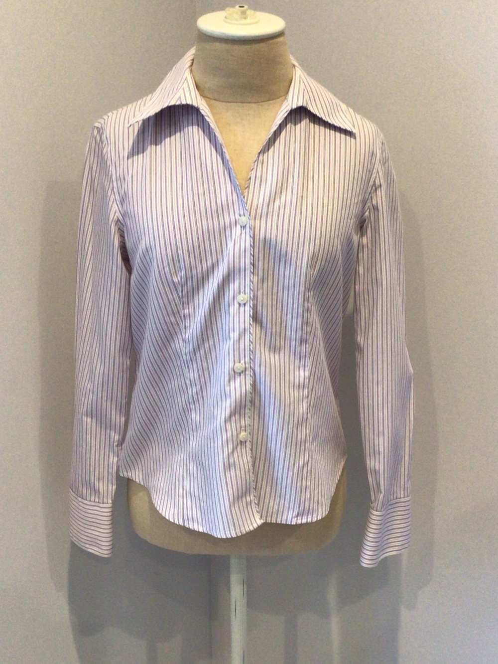 Jones New York Lavender and White Striped Button-Down Shirt